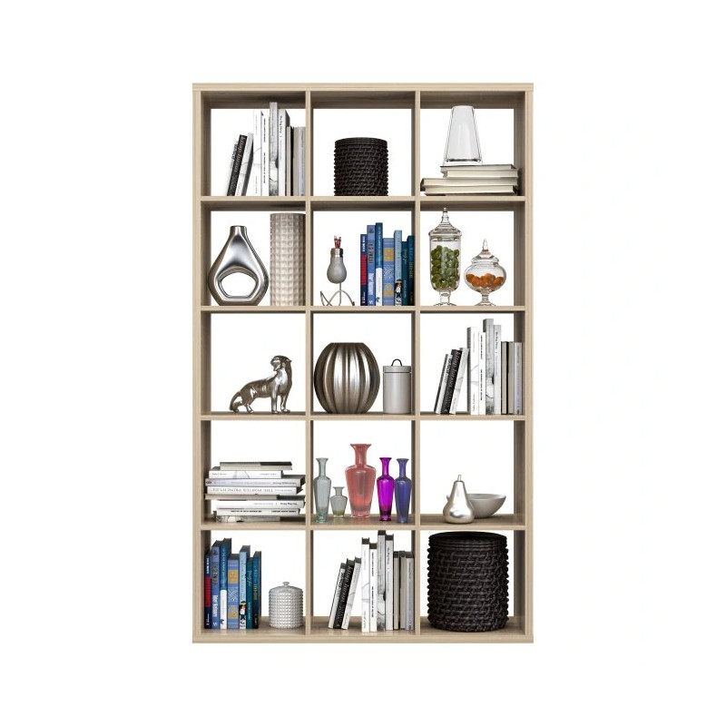 Duży regał NET106 Dąb Sonoma – 15 wnęk, styl i funkcjonalność