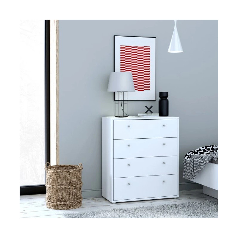 Komoda biała z uchwytami aluminium – kup teraz | Sklep Domowanie