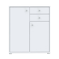 Komoda 2 szuflady 2 półki Biała – nowoczesny design | Domowanie.pl