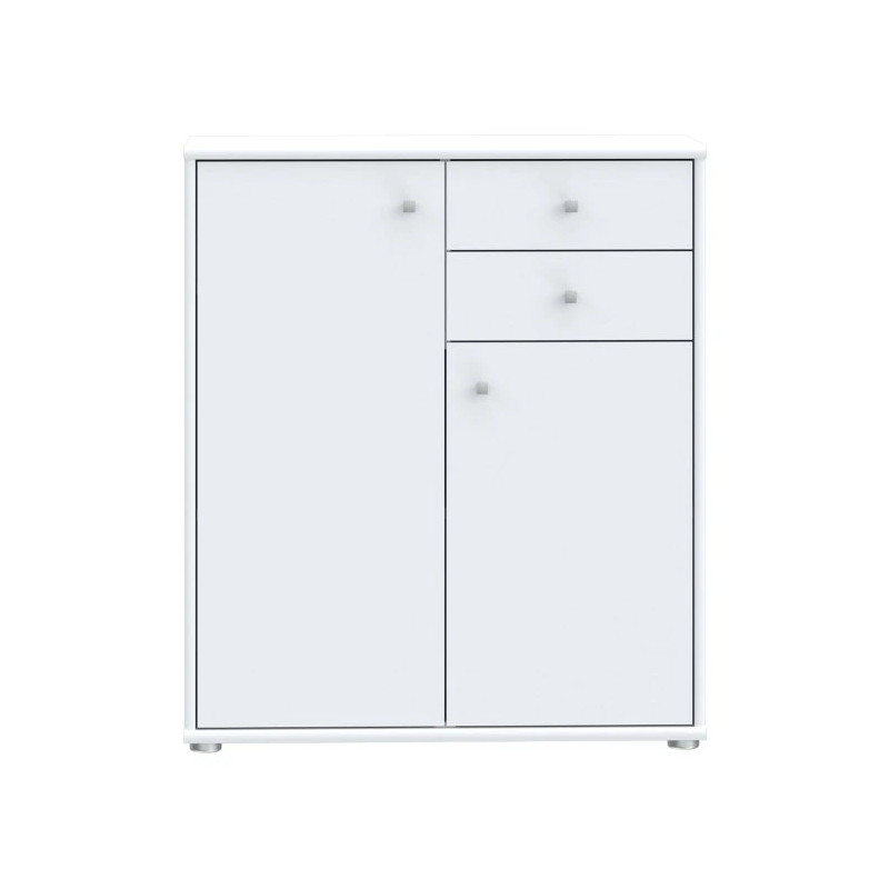 Komoda 2 szuflady 2 półki Biała – nowoczesny design | Domowanie.pl