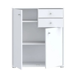 Komoda 2 szuflady 2 półki Biała – nowoczesny design | Domowanie.pl