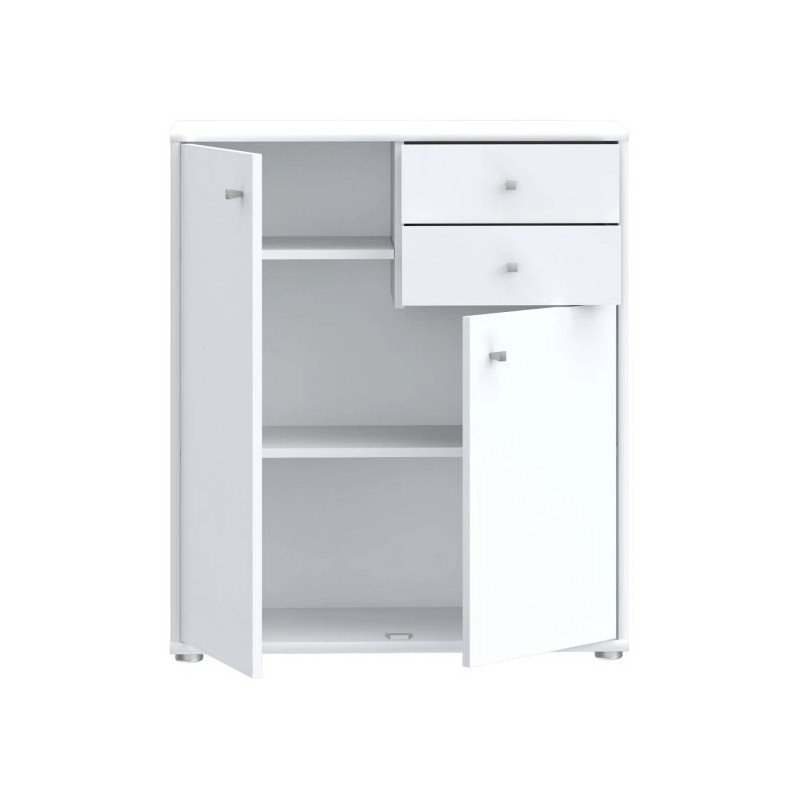 Komoda 2 szuflady 2 półki Biała – nowoczesny design | Domowanie.pl