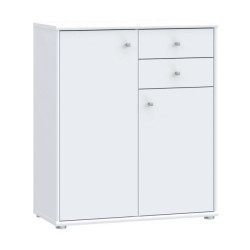 Komoda 2 szuflady 2 półki Biała – nowoczesny design | Domowanie.pl