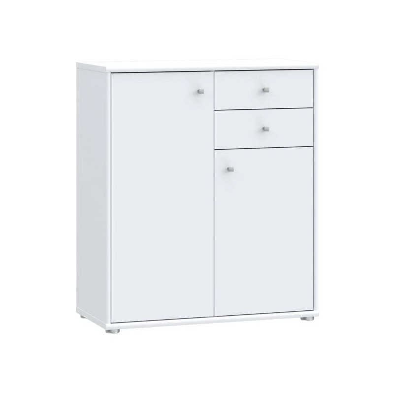 Komoda 2 szuflady 2 półki Biała – nowoczesny design | Domowanie.pl