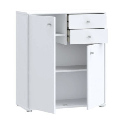 Komoda 2 szuflady 2 półki Biała – nowoczesny design | Domowanie.pl