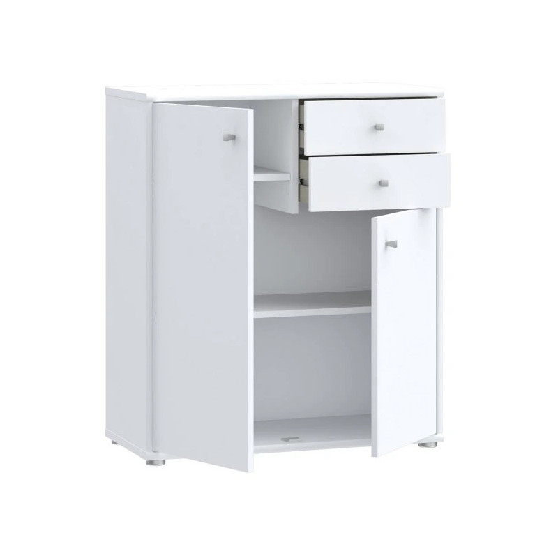Komoda 2 szuflady 2 półki Biała – nowoczesny design | Domowanie.pl