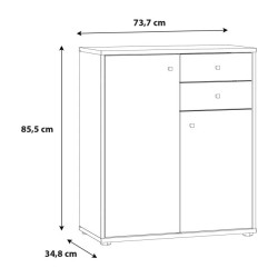 Komoda 2 szuflady 2 półki Biała – nowoczesny design | Domowanie.pl