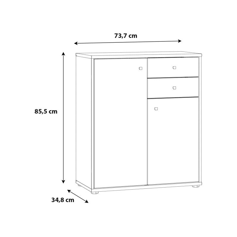 Komoda 2 szuflady 2 półki Biała – nowoczesny design | Domowanie.pl