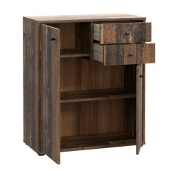 Nowoczesna komoda z półkami i dekoracyjnym drewnem | Sklep Domowanie