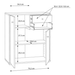 Nowoczesna komoda z półkami i dekoracyjnym drewnem | Sklep Domowanie