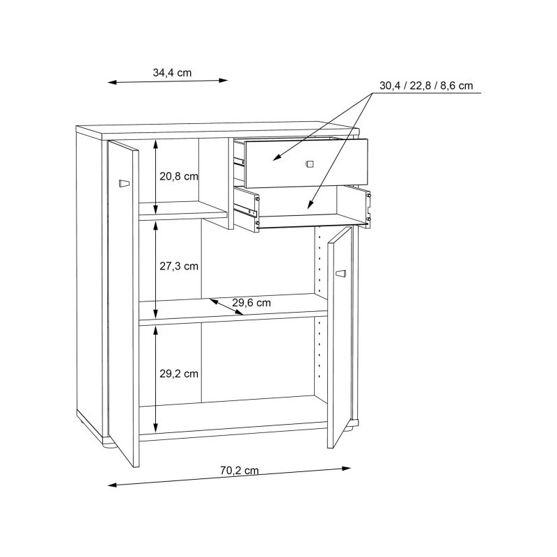 Nowoczesna komoda z półkami i dekoracyjnym drewnem | Sklep Domowanie