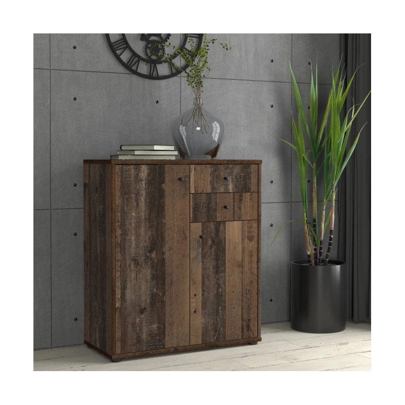 Nowoczesna komoda z półkami i dekoracyjnym drewnem | Sklep Domowanie