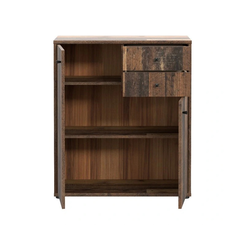 Nowoczesna komoda z półkami i dekoracyjnym drewnem | Sklep Domowanie