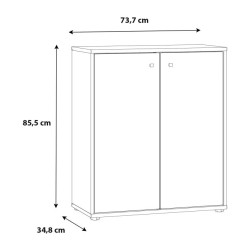 Komoda 2 półki Biała – styl nowoczesny, 73,7 cm | Domowanie.pl