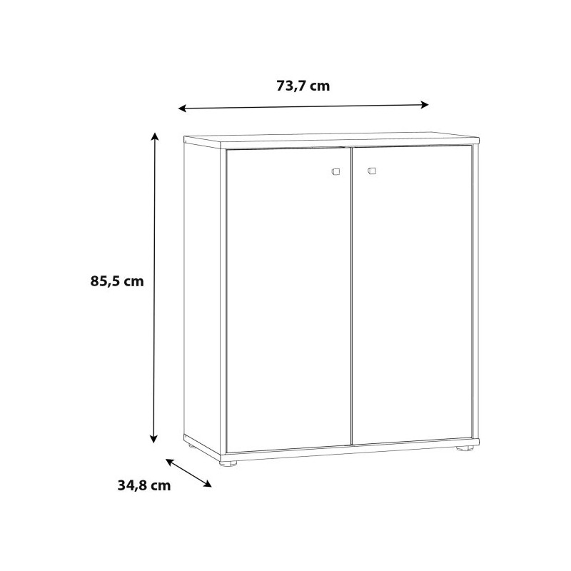 Komoda 2 półki Biała – styl nowoczesny, 73,7 cm | Domowanie.pl