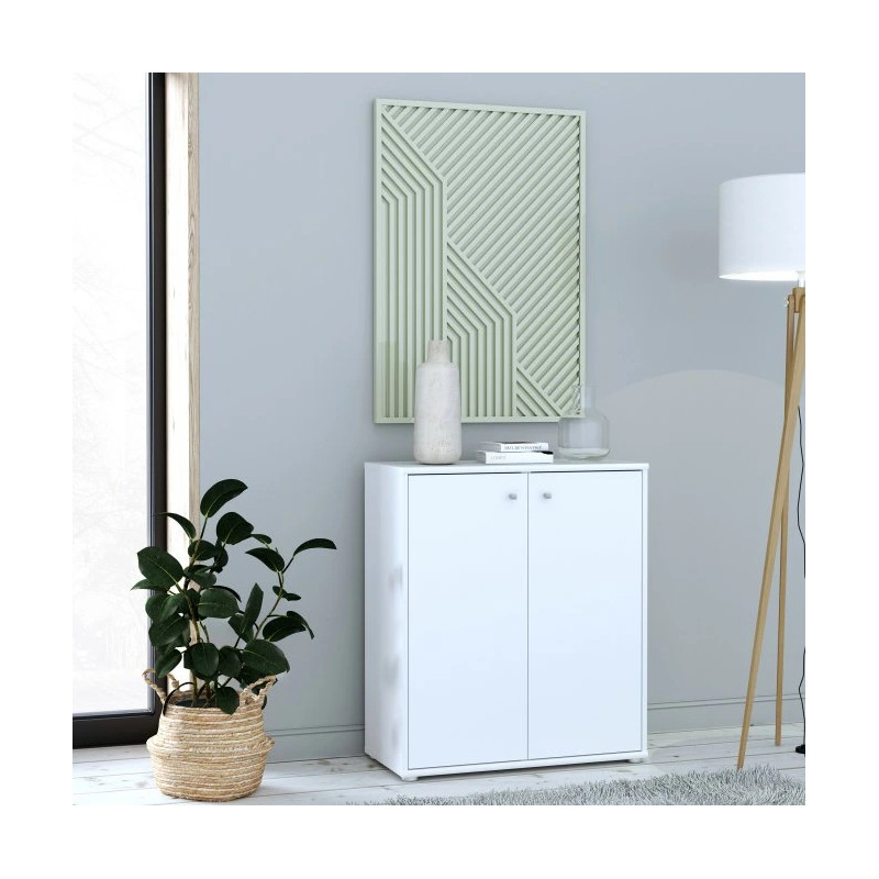 Komoda 2 półki Biała – styl nowoczesny, 73,7 cm | Domowanie.pl