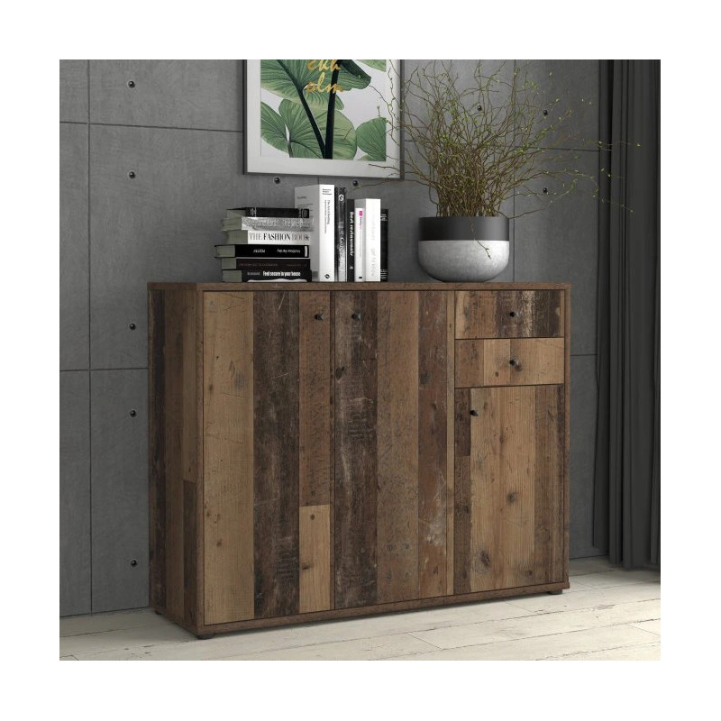 Komoda 2 szuflady 3 drzwiczki Old-Wood – styl loftowy | Domowanie.pl