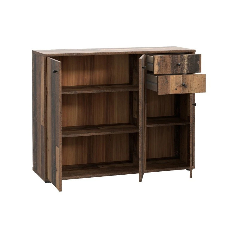 Komoda 2 szuflady 3 drzwiczki Old-Wood – styl loftowy | Domowanie.pl