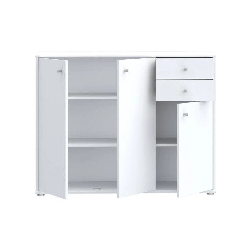 Komoda Biała 108,8 cm – 2 szuflady, 3 drzwiczki | Domowanie.pl