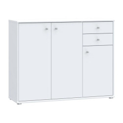 Komoda Biała 108,8 cm – 2 szuflady, 3 drzwiczki | Domowanie.pl