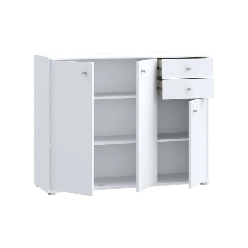 Komoda Biała 108,8 cm – 2 szuflady, 3 drzwiczki | Domowanie.pl