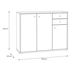 Komoda Biała 108,8 cm – 2 szuflady, 3 drzwiczki | Domowanie.pl