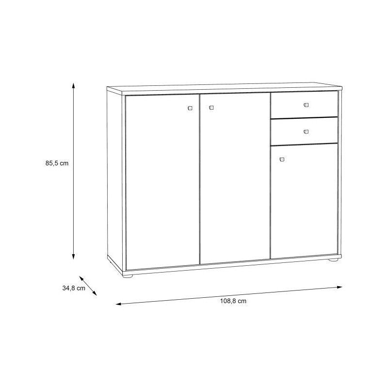 Komoda Biała 108,8 cm – 2 szuflady, 3 drzwiczki | Domowanie.pl