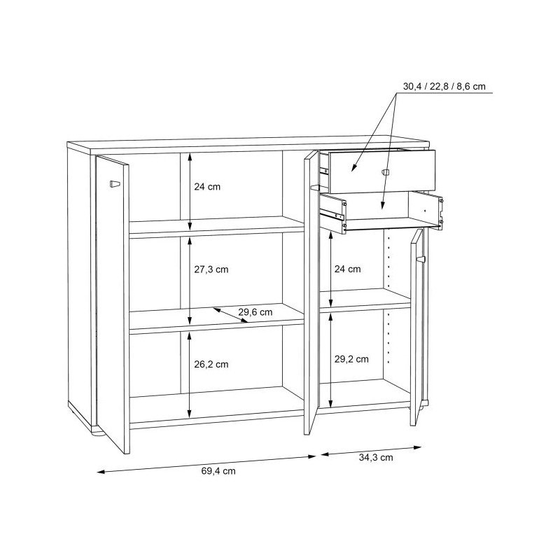 Komoda Biała 108,8 cm – 2 szuflady, 3 drzwiczki | Domowanie.pl
