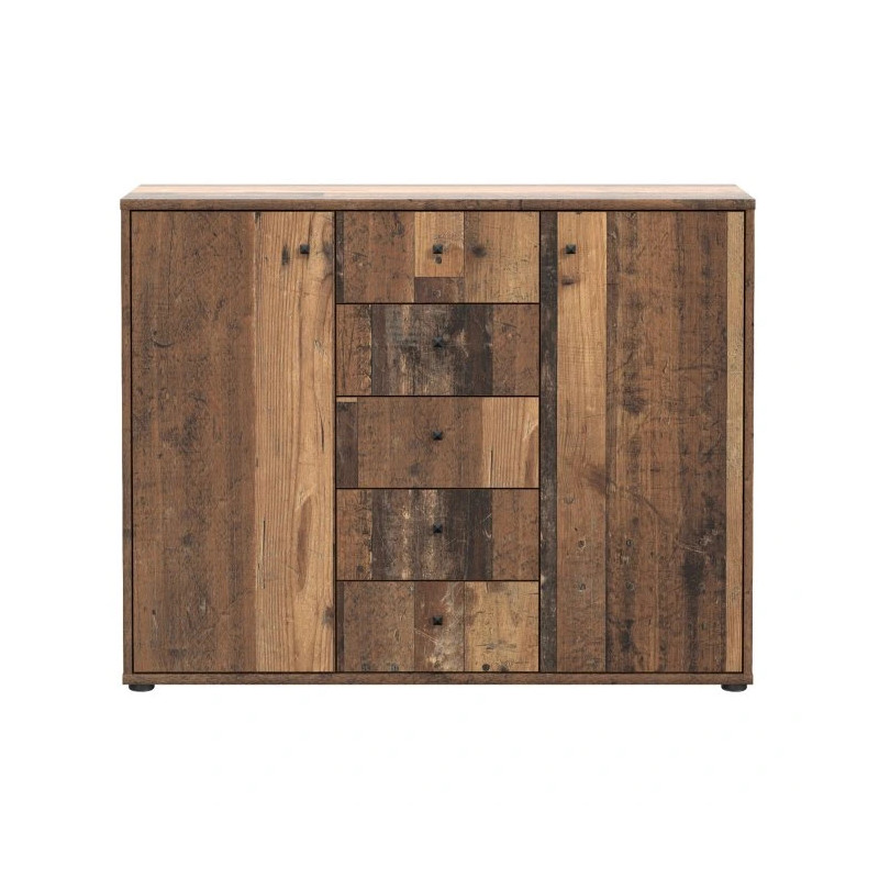 Komoda 5 szuflad i 2 drzwiczki Old-Wood Vintage | Domowanie.pl