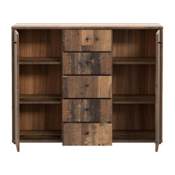Komoda 5 szuflad i 2 drzwiczki Old-Wood Vintage | Domowanie.pl