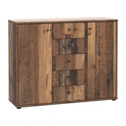 Komoda 5 szuflad i 2 drzwiczki Old-Wood Vintage | Domowanie.pl