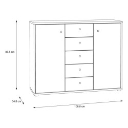 Komoda 5 szuflad i 2 drzwiczki Old-Wood Vintage | Domowanie.pl