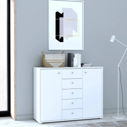 Komoda 5 szuflad i 2 drzwiczki Biała 108,8 cm – nowoczesna | Domowanie.pl