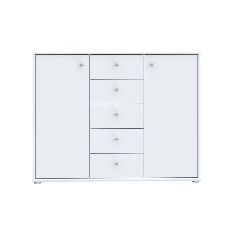 Komoda 5 szuflad i 2 drzwiczki Biała 108,8 cm – nowoczesna | Domowanie.pl