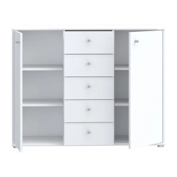 Komoda 5 szuflad i 2 drzwiczki Biała 108,8 cm – nowoczesna | Domowanie.pl