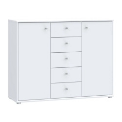 Komoda 5 szuflad i 2 drzwiczki Biała 108,8 cm – nowoczesna | Domowanie.pl