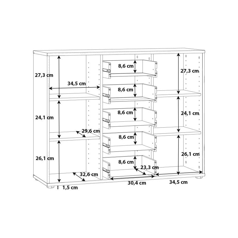 Komoda 5 szuflad i 2 drzwiczki Biała 108,8 cm – nowoczesna | Domowanie.pl