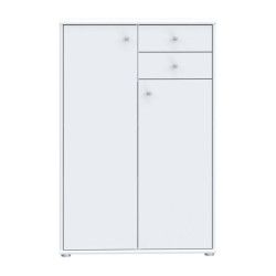 Komoda wysoka 2 szuflady i szafki Biała 111 cm | Domowanie.pl