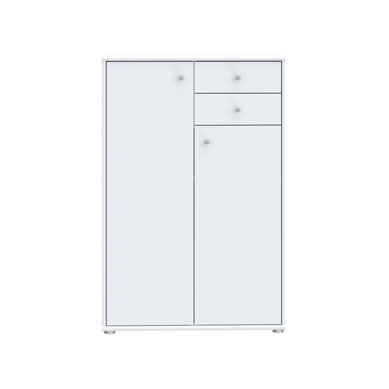 Komoda wysoka 2 szuflady i szafki Biała 111 cm | Domowanie.pl