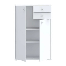 Komoda wysoka 2 szuflady i szafki Biała 111 cm | Domowanie.pl