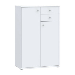 Komoda wysoka 2 szuflady i szafki Biała 111 cm | Domowanie.pl