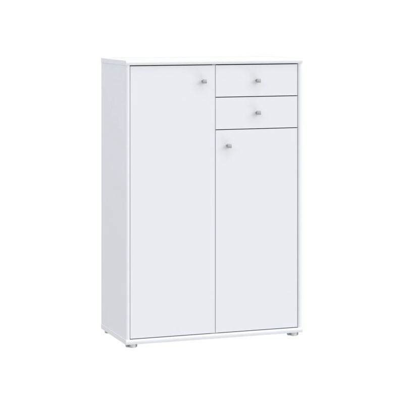 Komoda wysoka 2 szuflady i szafki Biała 111 cm | Domowanie.pl