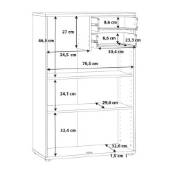 Komoda wysoka 2 szuflady i szafki Biała 111 cm | Domowanie.pl