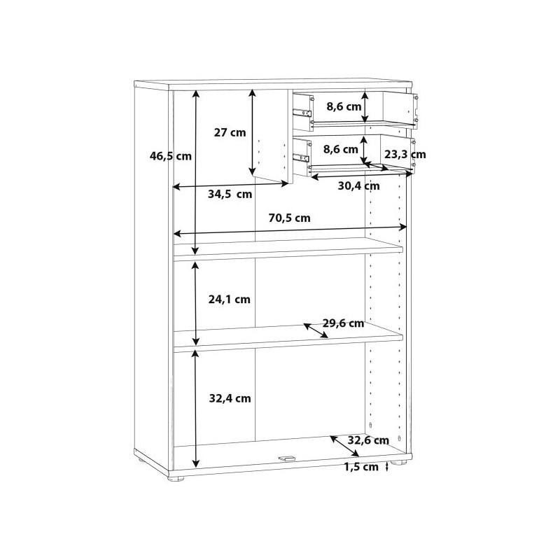 Komoda wysoka 2 szuflady i szafki Biała 111 cm | Domowanie.pl