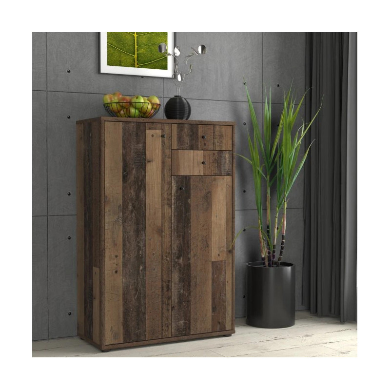 Komoda wąska wysoka Old-Wood Vintage – 2 szuflady | Domowanie.pl