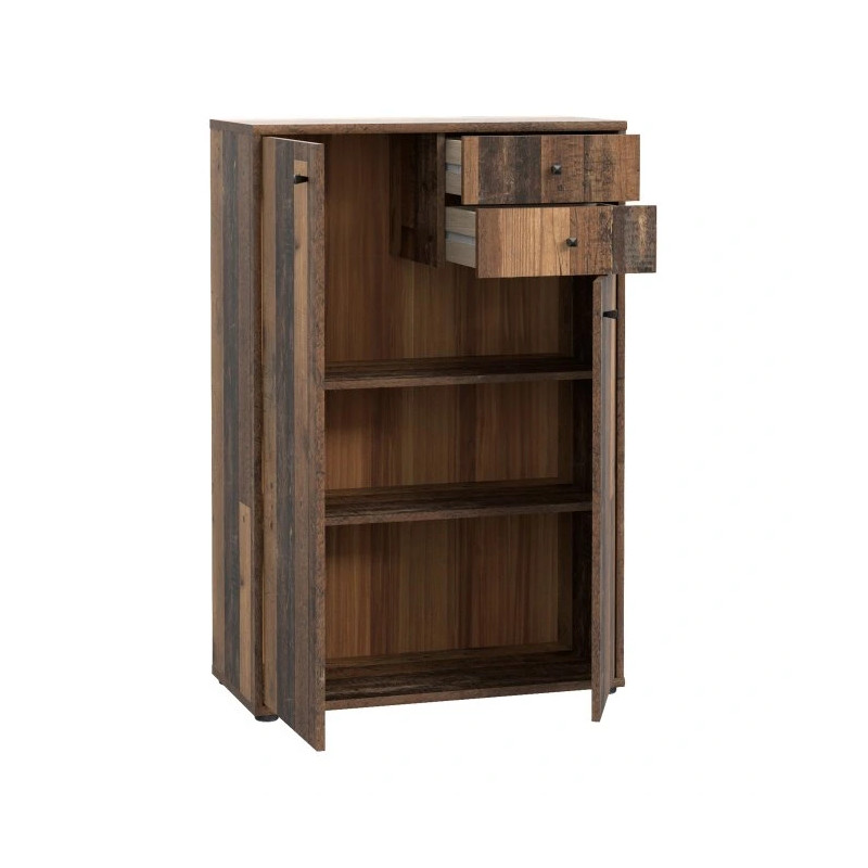 Komoda wąska wysoka Old-Wood Vintage – 2 szuflady | Domowanie.pl