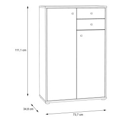 Komoda wąska wysoka Old-Wood Vintage – 2 szuflady | Domowanie.pl