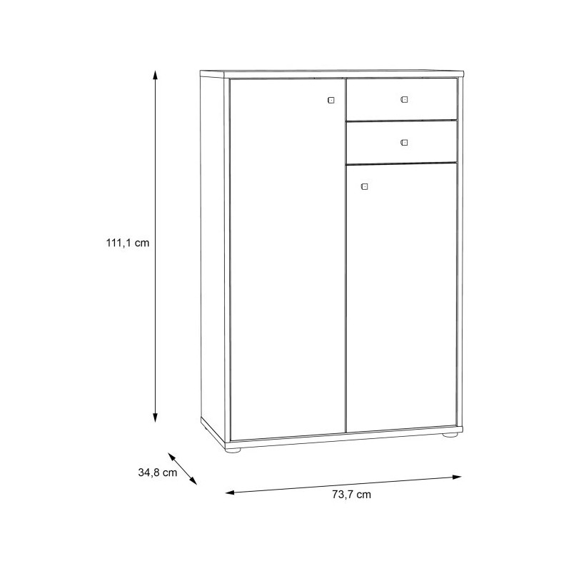 Komoda wąska wysoka Old-Wood Vintage – 2 szuflady | Domowanie.pl