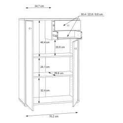 Komoda wąska wysoka Old-Wood Vintage – 2 szuflady | Domowanie.pl