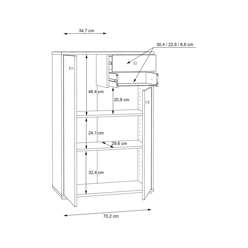 Komoda wąska wysoka Old-Wood Vintage – 2 szuflady | Domowanie.pl